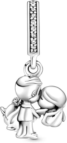 Married Couple Cubic Zirconia Family Charms 925 Sterling Silver Heart Beads - Picture 9 of 12