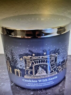 BATH & BODY WORKS WHITE BARN COOKIES WITH SANTA 3 WICK SCENTED CANDLE 14.5oz NEW