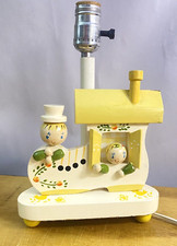 Vintage Underwriters Laboratories Inc. Children  s Nursery Wooden Shoe Lamp 1976