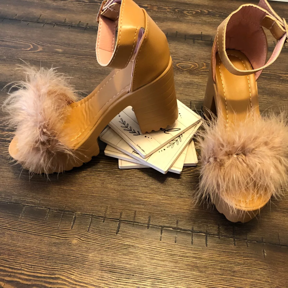 Rose Gold Fluffy PU High Heels - Heaven – Rebellious Fashion