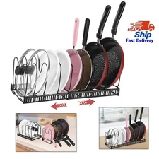 Pot and Pan Organizer Rack Cabinet, Expandable Pot Rack 10+ Pans and Pots Lid