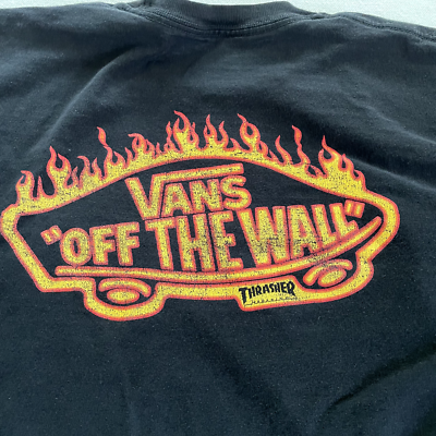 Vintage Vans Thrasher Magazine Shirt Mens Medium Black Distressed