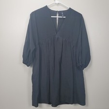 ZARA TRF COLLECTION Tunic Black Dress S V Neck Long Sleeve Keyhole Back Lined