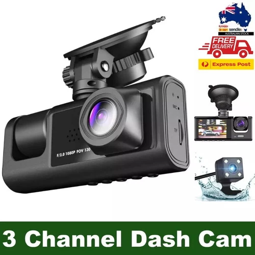 BDI 3 Channel Dash Cam DVR 1080P Front + Inside + Rear for Cars, Uber Driver