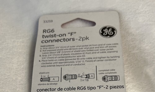 Conectores RG6 Twist On F, 2 incluidos por paquete - Imagen 5 de 6
