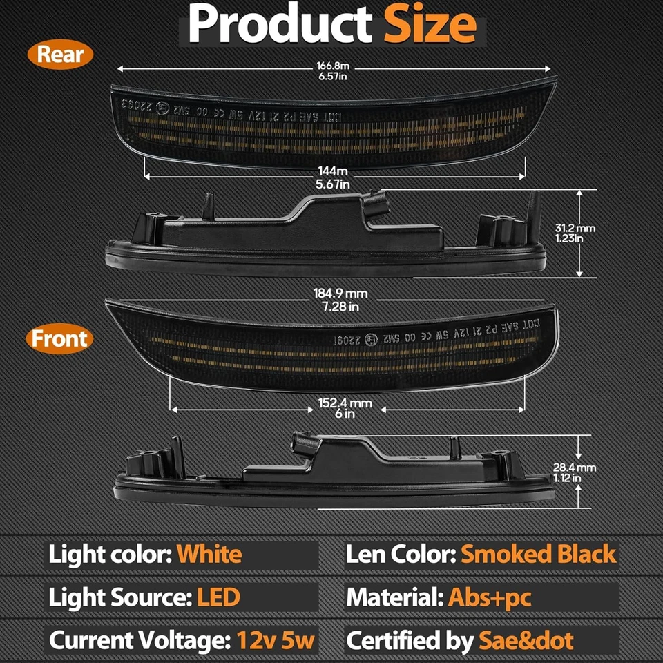 Дымчатые светодиодные передние задние габаритные огни для Chrysler 300 300S 300C 2015-2023 годов выпуска - Изображение 2 из 4