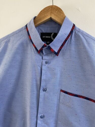RAF SIMONS Shirt Mens Medium 40 Blue Mod Ska 60s Casuals Button Up - Picture 3 of 19