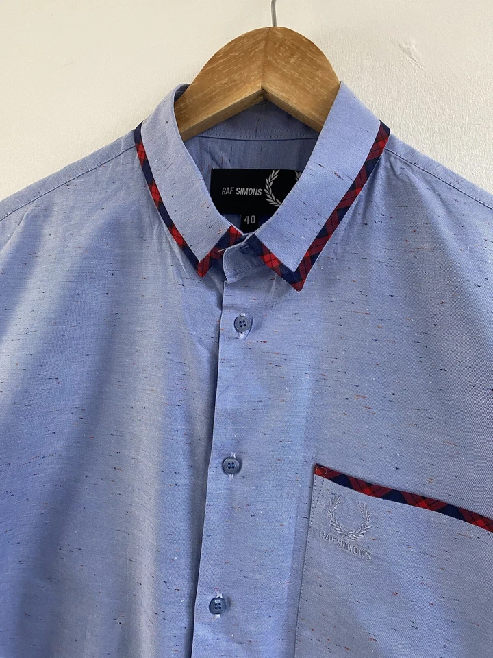 Raf Simons Shirt Mens Medium 40 Blue Mod Ska 60s Casuals Button Up - Image 3 of 4