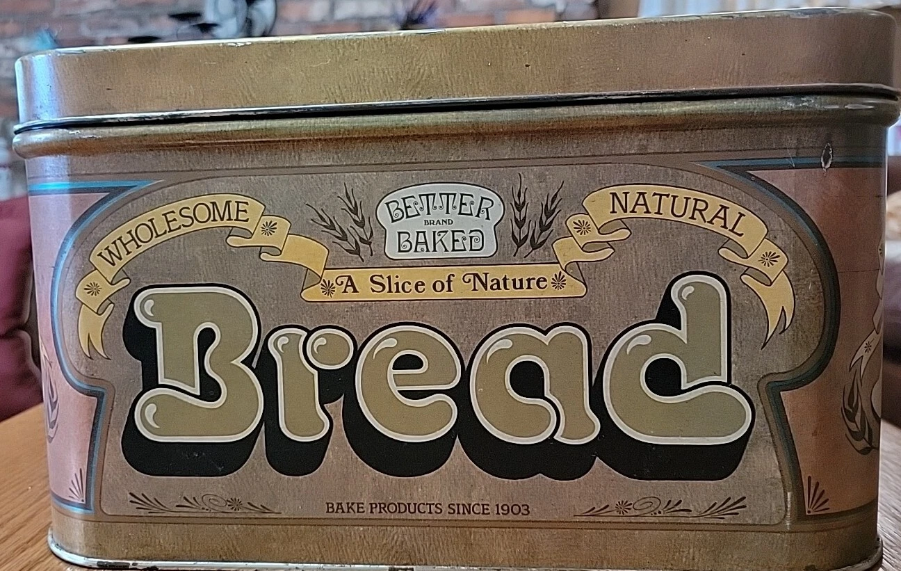 VINTAGE RUSTIC BETTER BAKED BREAD TIN BOX LARGE CHEIN IND. 77,78 GRANDMACORE
