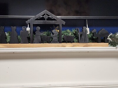 Handmade Wooden Nativity Scene With Holy Family & Wise Men For Christmas Decor