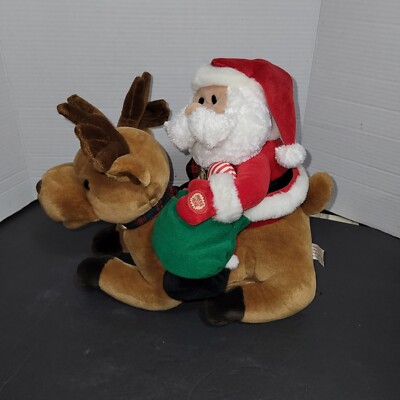 Avon Santa & Dasher Reindeer Animate Plush Talks Sings True Meaning of Christmas