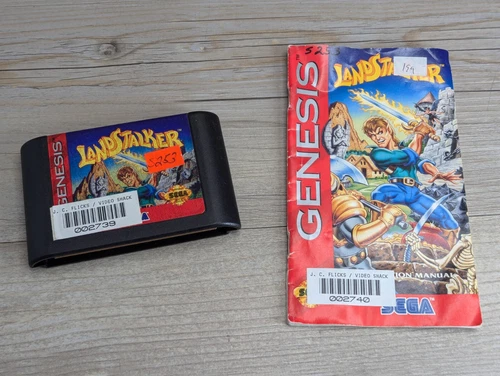 Landstalker (Sega Genesis 1993) Game Cartridge & Manual