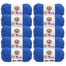 (10 Pack) Lion Brand Yarn 205-109P DIYarn Yarn, Royal Blue