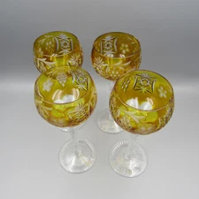 Ajka Crystal Stemware MARSALA - GOLDEN / AMBER  Large Wine Glasses - Set of Four