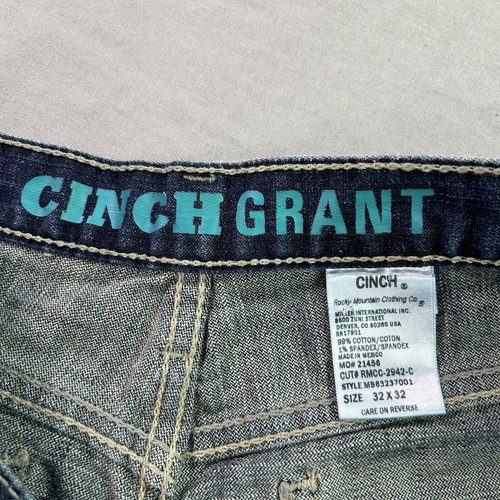 Cinch Jeans Mens 32x32 Blue Denim White Label Grant Relaxed Fit Straight Western - Picture 10 of 12
