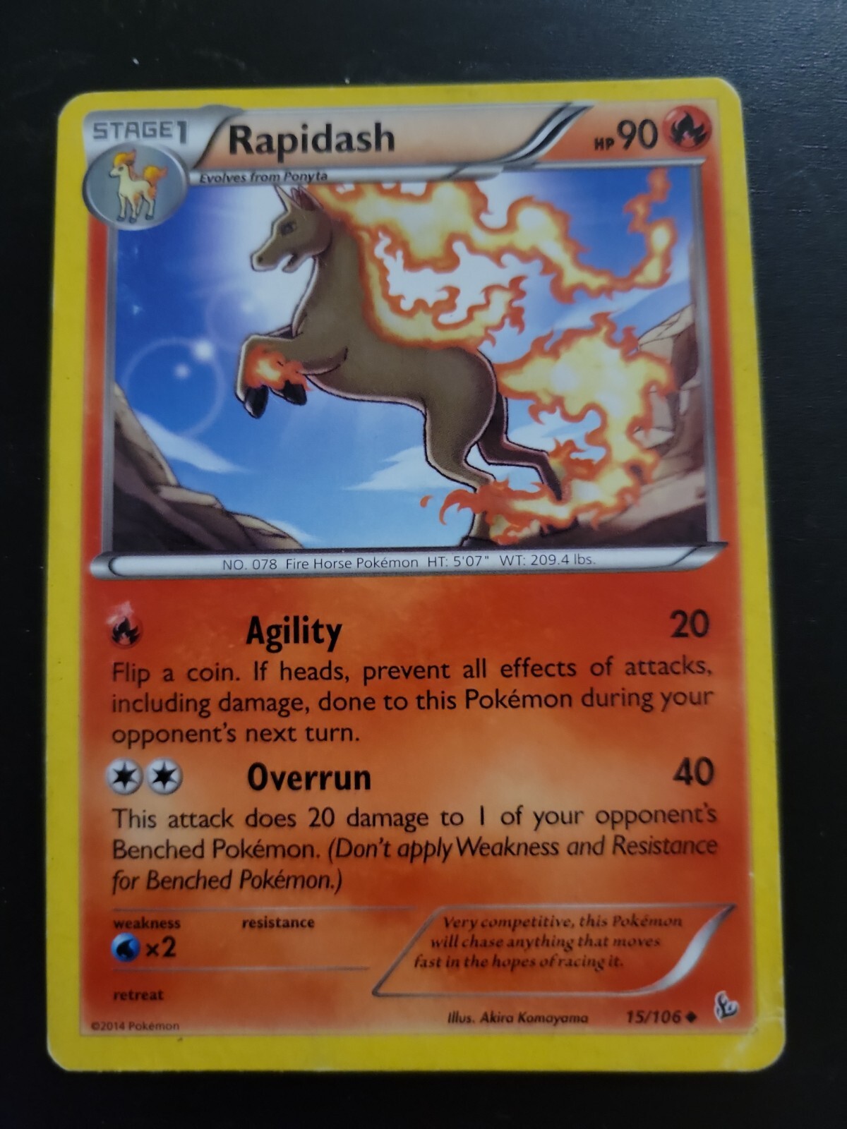 Pokemon TCG Card 2014 XY Flashfire - Rapidash 15/106