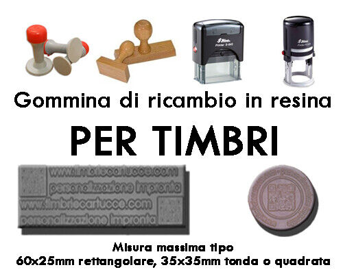 GOMMINA DI RICAMBIO TIMBRI MANUALI ED AUTOINCHIOSTRANTI (IMPRONTA, GOMMA TIMBRO) - Foto 1 di 4