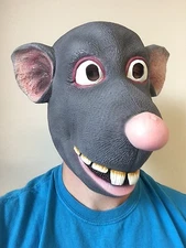 Funny Cartoon Rat Mask Mouse Roland Latex Fancy Dress Costume Ratatouille