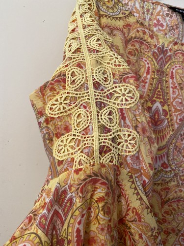 SHARAGANO DAMEN BOHO HIPPIE PAISLEY SPITZE AKZENT SCHMETTERLINGSÄRMEL GRÖSSE SMALL - Bild 4 von 9
