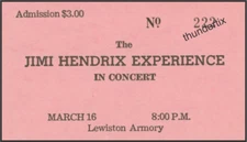1  1968  JIMI HENDRIX UNUSED FULL CONCERT TICKET Lewiston ME  laminated reprint