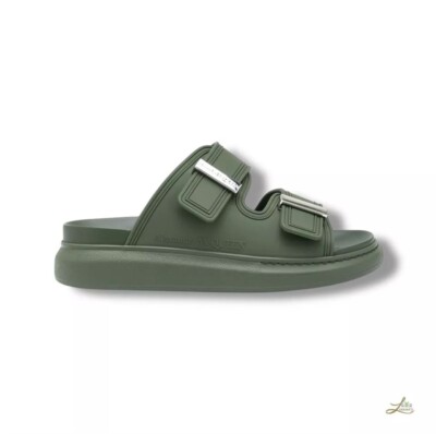 Alexander McQueen Hybrid Pantoletten Grün Gummi Sandalen Herren Gr. 43 Made In Italy