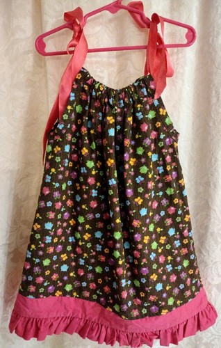 Handmade Fall Dress Flowers Owl & Butterflies, Pink Ruffles & Ribbons Girl's 4/5 - Picture 4 of 8
