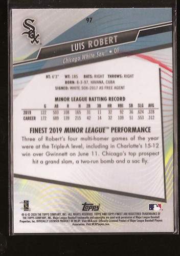 2020 Finest Luis Robert Chicago White Sox - Picture 2 of 2