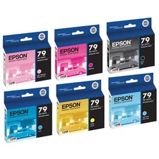 6 Genuine Epson 79 (T079) Ink Cartridges for Stylus 1400 and Artisan 1430