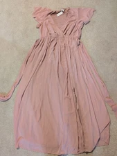 Baltic Born light mauve formal Short sleeve maxi V neck Polyester dress Size 2XL