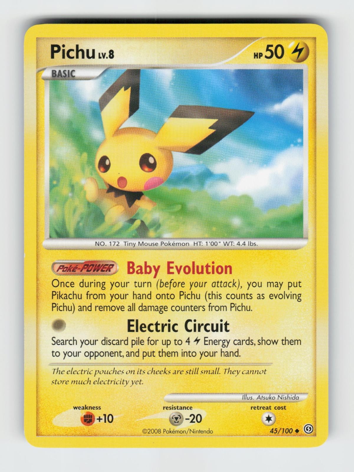 Pichu 45/100 Uncommon Stormfront Pokemon 2008 Lightly Played