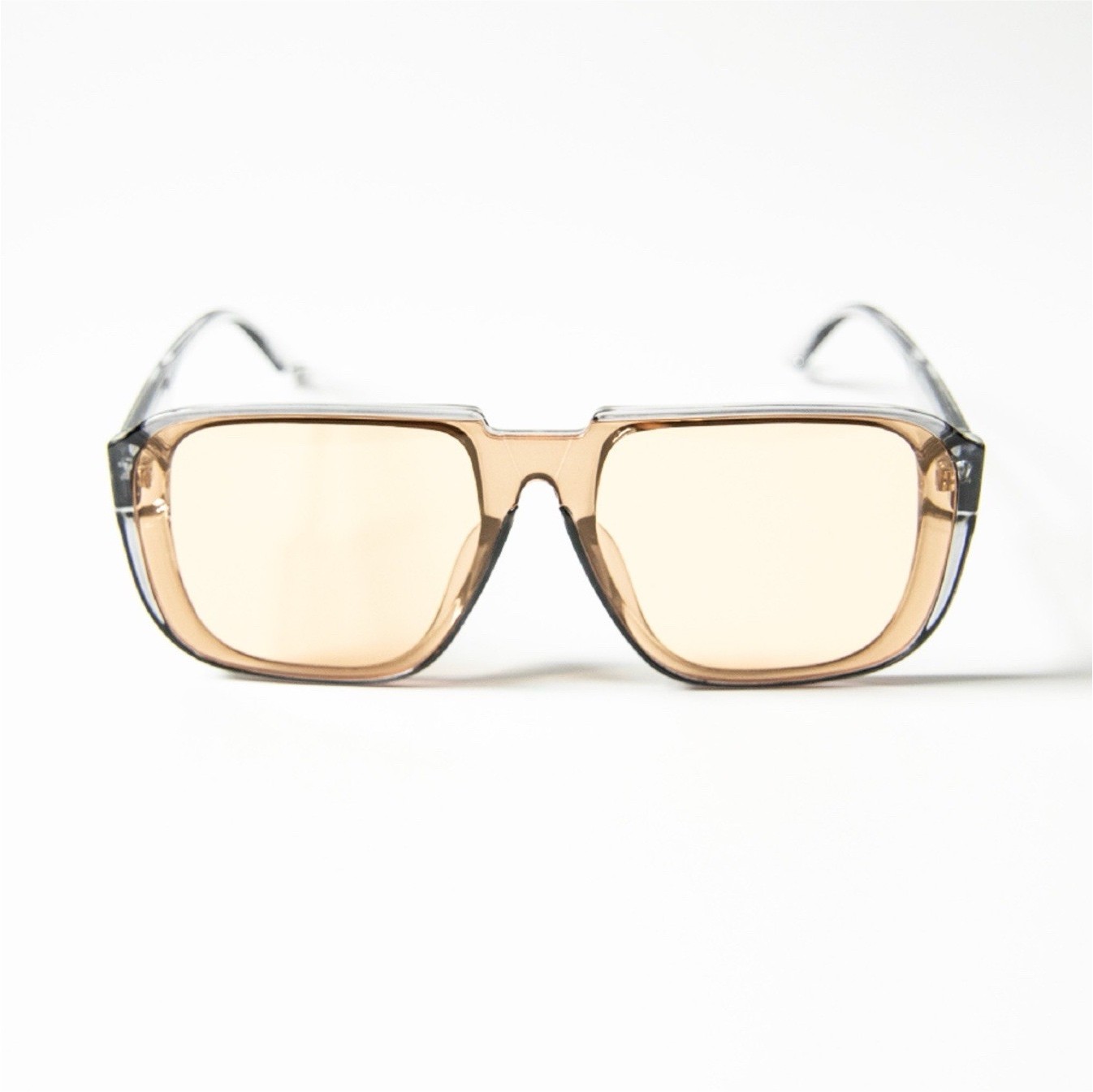 KA Men's Square Sunglasses Brown Plastic Frame Tinted Brown Lenses Classic Style