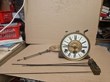 Antique Vienna style German wall clock CHIMING movement works ENAMEL dial GONG