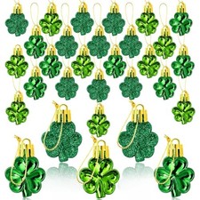 St Patrick's Day Shamrocks Ornament Set, 48Pcs Good Luck Clover Green