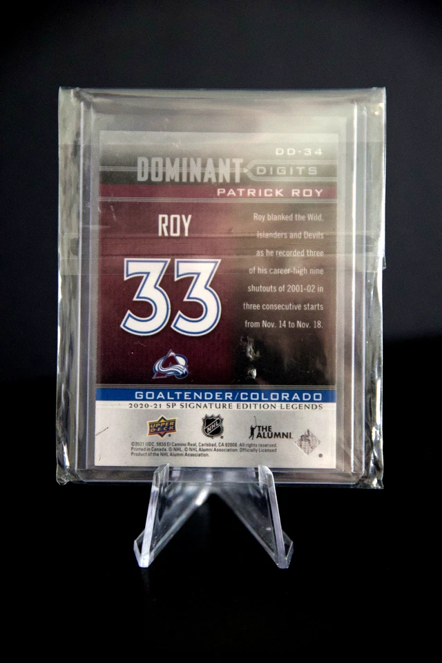 2020-21 SP Signature Edition Legends #DD-34 Patrick Roy Dominant Digits - Image 2 of 2