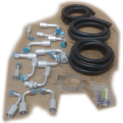 134a A/C Air Conditioning Hose Kit R-Ring Fittings AC Hoses Kit W/ Black Drier