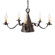 5-Arm Small Sturbridge Chandelier in Kettle Black Punched Tin Metal