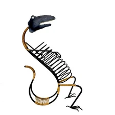 Vintage Dinosaur CD Rack Metal & Rattan 12 CD Holder 21” Tall RARE