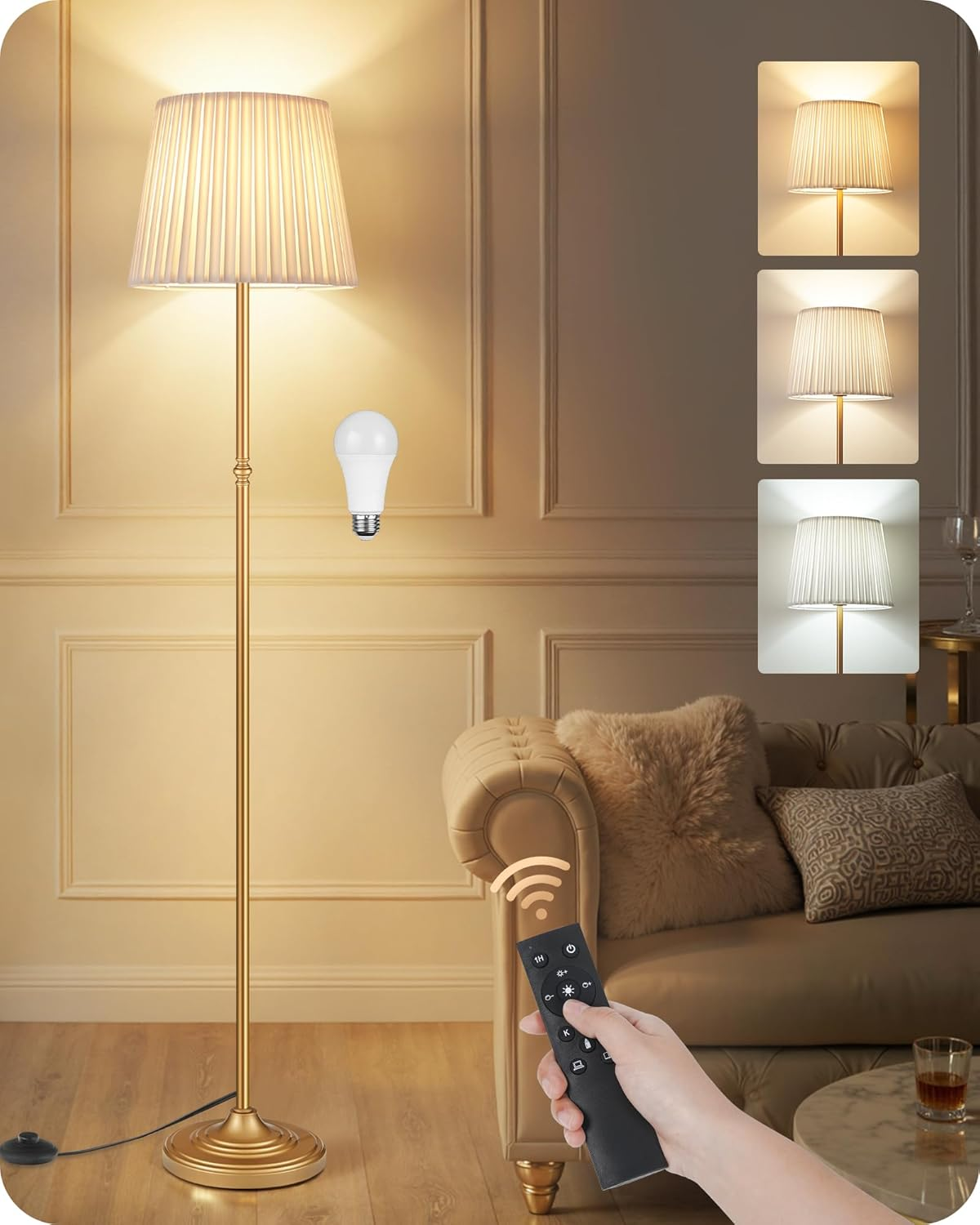 68-inch Dimmable Floor Lamp for Living Room - Adjustable Standing Reading Light with Remote Control