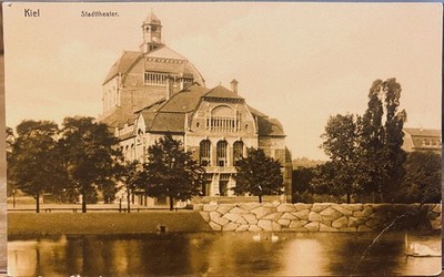 German Postcard KIEL Stadttheater Swans Schleswig-Holstein Germany Carl Speck