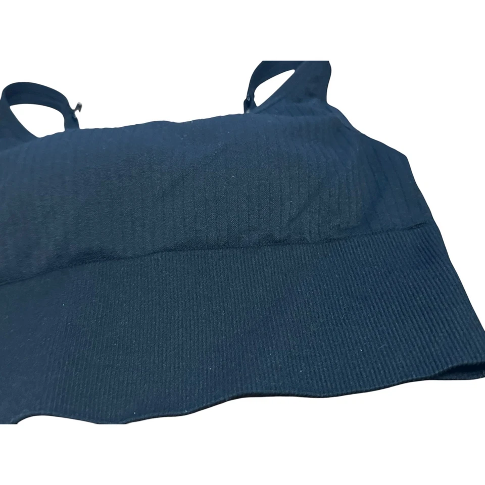 ROSA Activo Sin Costuras Ligeramente Forrado Acanalado Negro Bralette Deporte Yoga Top M DD Foto 3 de 4