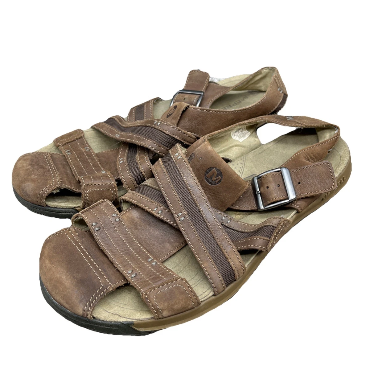 Merrell Bask Duo Sandals Mens Size 14 Clay Brown Nubuck Leather Straps J21791 Merrell Brown Straps Sandals for Men for sale | eBay main image 2