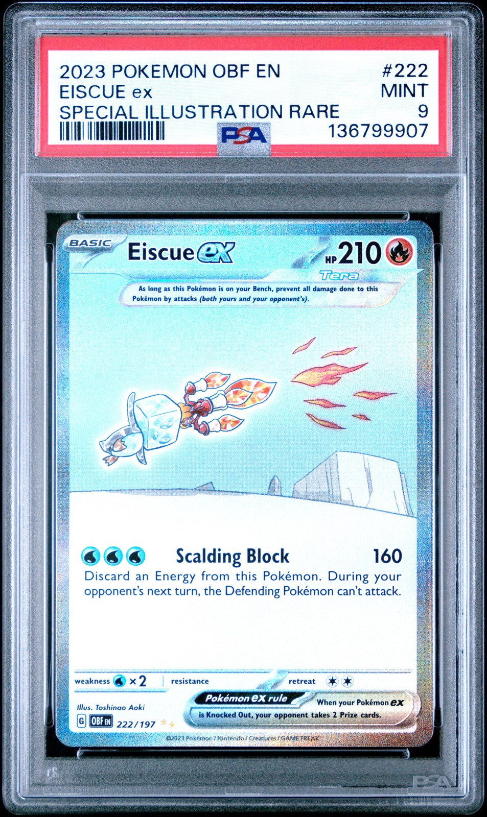 PSA 9 Eiscue Ex Special Illustration Rare #222 2023 Pokemon Obsidian Flames 9907