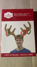 Holiday Time Inflatable Antler Ring Toss Game 5-Piece Set, Christmas Holiday
