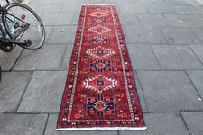 Vintage Hand Made Traditional Oriental Wool Red Long Narrow Runner 290x74cm