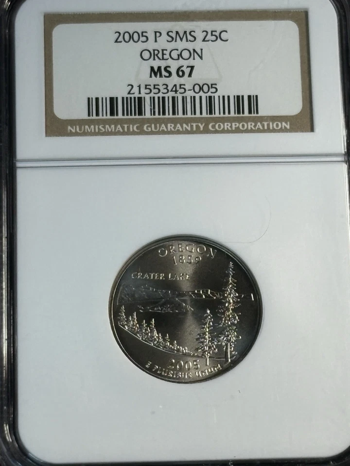 Oregon 2 Coin NGC SMS Set 2005P MS67 & 2005D MS68 Scarce in Condition! CQ06 - Image 2 of 4