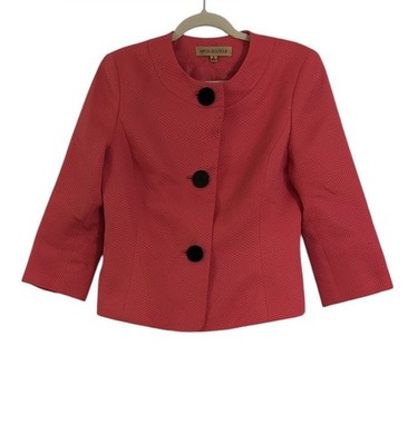 Nipon Boutique Pink Textured Lined Cropped Blazer Size 8