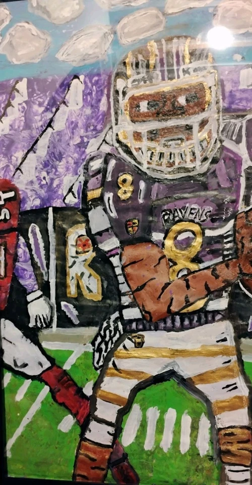 Pintura de Lamar Jackson Baltimore Ravens por Nick Feurer original firmada Foto 4 de 4