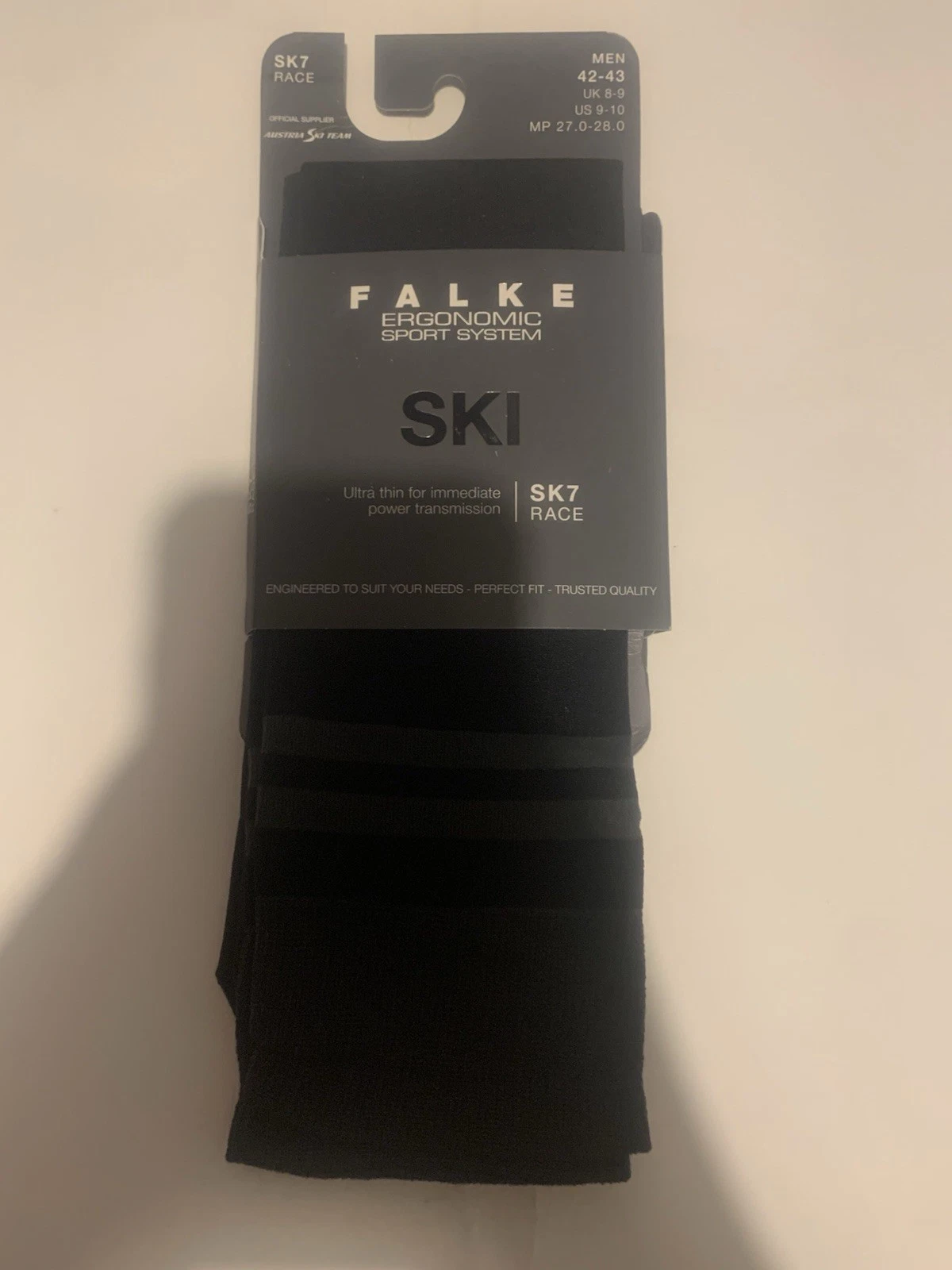 Fake Ski SK7 Race Ultra Thin Socks Black 8-9 BNWT Freepost