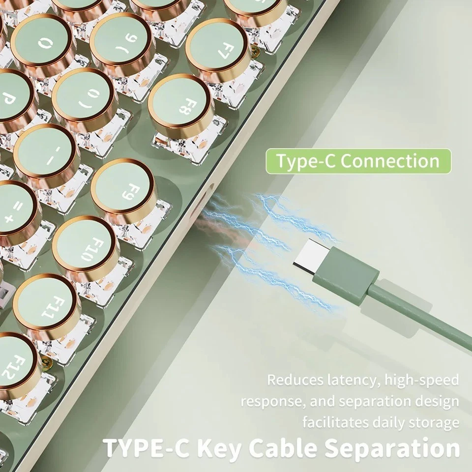 EWEADN V20 Punk Mechanische Gaming-Tastatur – 104 Tasten, Runde Keycaps, LED - Bild 3 von 4