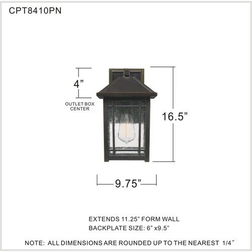 Quoizel CPT8410PN OPEN BOX Cedar Point Outdoor Wall Light Palladian Bronze - Picture 6 of 6